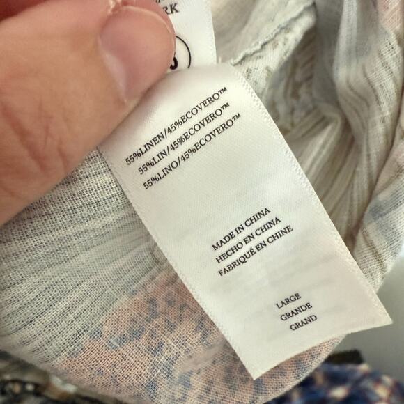 Patchwork Eclectic Grandpa - Rails Button Down - Size Large - Linen Blend EUC - Picture 4 of 4